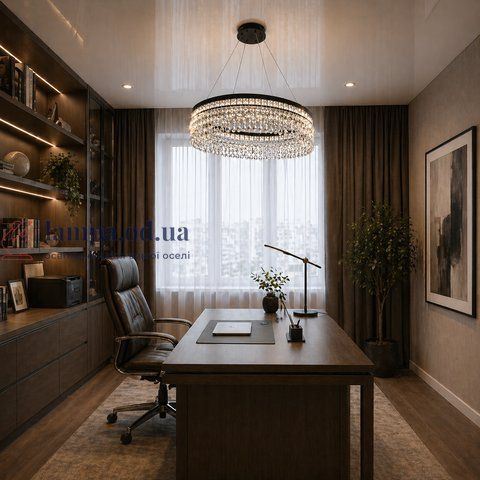 Підвісна LED люстра Diasha P7027/D600BK чорна 68W кришталь P7027/D600BK фото
