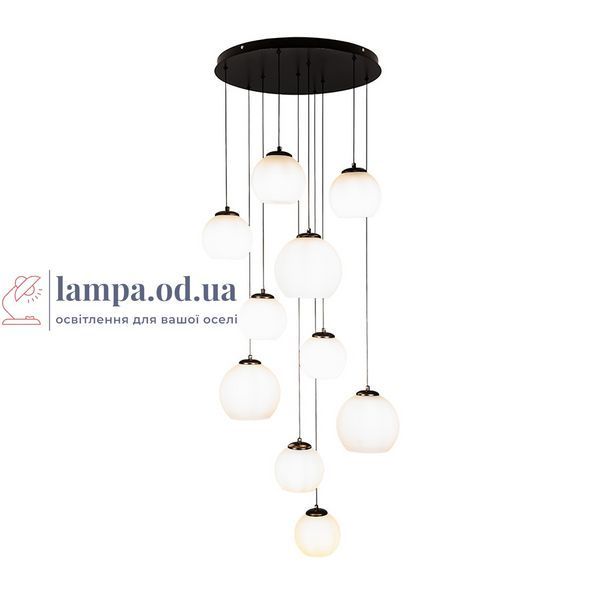 Подвесной светильник Levistella 9991691F-10 BK+WH, 10 плафонов, металл + стекло, черный + белый LVS5576 фото