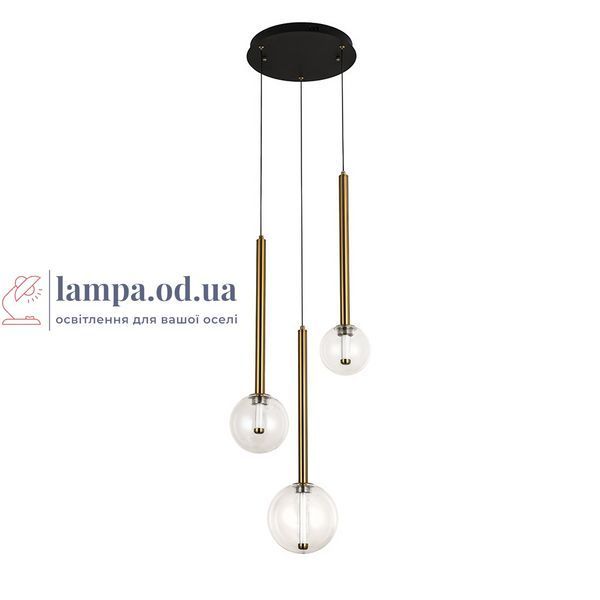 Каскадний LED-підвіс із трьох прозорих куль Levistella 788P68188-3 SBK+AB+CL, каскад із трьох скляних куль,LED 5 Вт LVS7332 фото