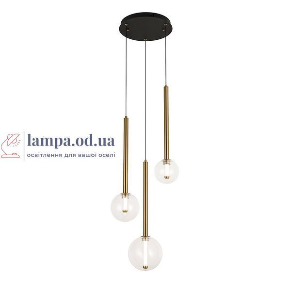 Каскадний LED-підвіс із трьох прозорих куль Levistella 788P68188-3 SBK+AB+CL, каскад із трьох скляних куль,LED 5 Вт LVS7332 фото
