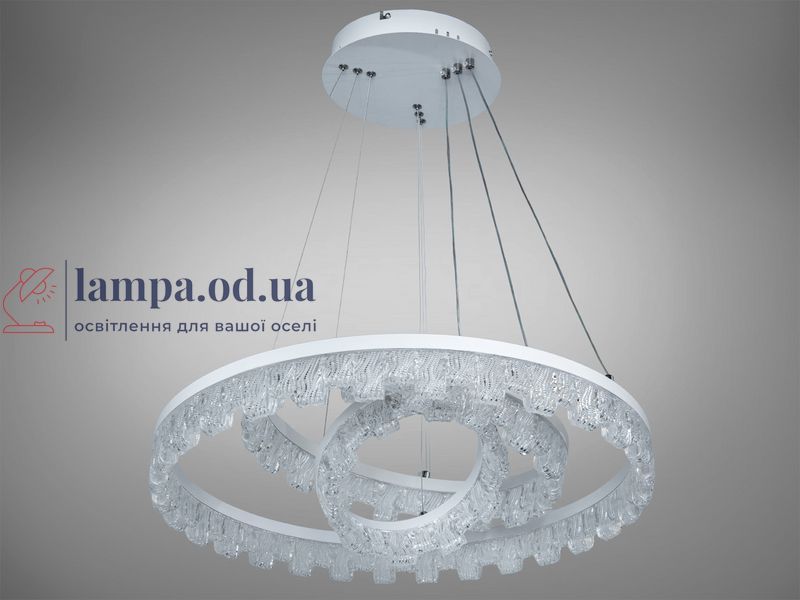 Стильная подвесная LED-люстра для зала Diasha MD78201/600+400+200WH, біла, 105W, &Oslash;60 см, 3 кільця MD78201/600+400+200WH фото