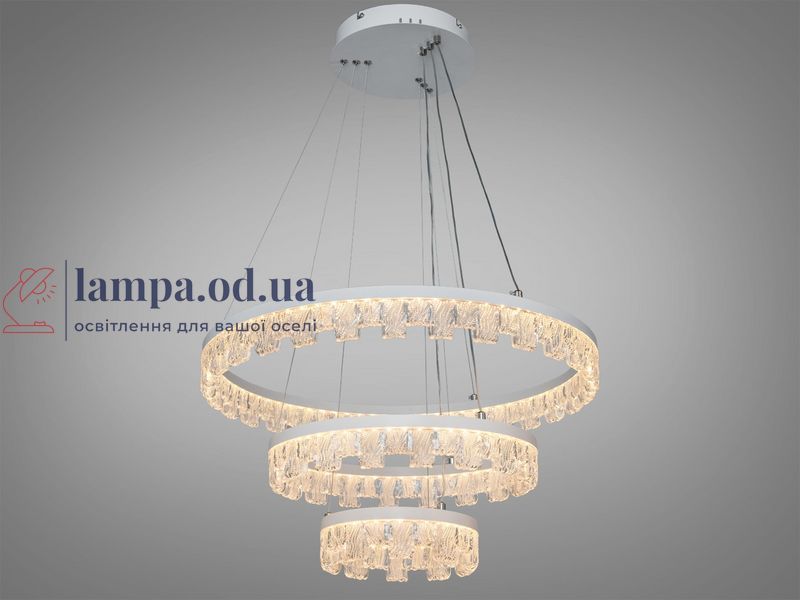 Стильная подвесная LED-люстра для зала Diasha MD78201/600+400+200WH, біла, 105W, &Oslash;60 см, 3 кільця MD78201/600+400+200WH фото
