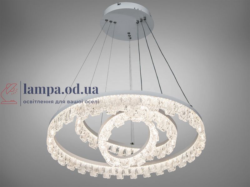 Стильная подвесная LED-люстра для зала Diasha MD78201/600+400+200WH, біла, 105W, &Oslash;60 см, 3 кільця MD78201/600+400+200WH фото