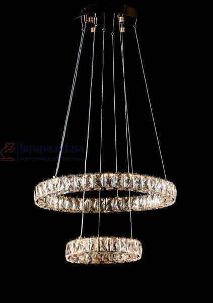 LED люстра кришталеві кільця Splendid Ray LC616/500+300/2, 60 Вт, золото, 50/30 см, 10-18 м&sup2; 30440603 фото