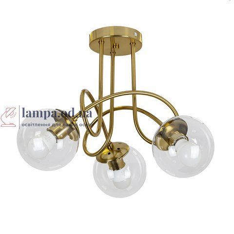 Люстра стельова LED Levistella 7529903-3 BRZ+CL, 3 плафона, E27, бронзовий, прозорий, для вітальні LVS4721 фото
