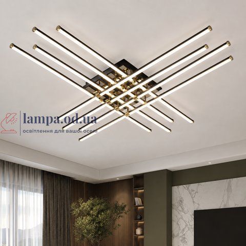 Большая чёрно-золотая потолочная LED-люстра Artlight W182/8-1000 BK+GD с восемью перекрёстными линиями W182/8-1000 BK+GD фото