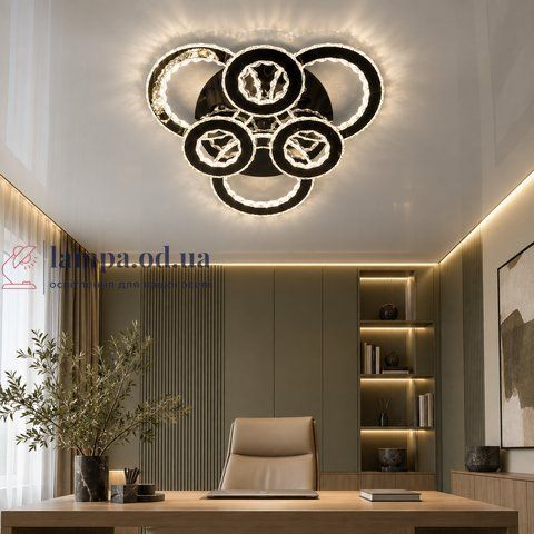 LED люстра Linisoln 006-3+3 BCH, 90 Вт &times; 2, чорний/хром, 17-20 м&sup2; 006-3+3 BCH фото