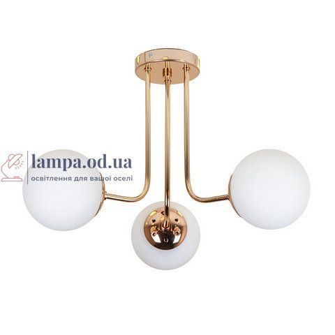 Люстра стельова Levistella 7529908-3 GOLD+WH, E27, 3 плафона, золото і білий, сучасний стиль для вітальні LVS4778 фото