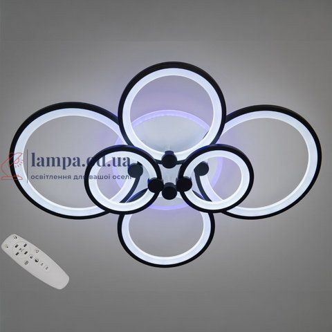 Потолочная люстра LED Diasha 8022/6BK, 135W, 3200K-6000K, черный металл, современный стиль 8022/6BK LED 3color dim фото