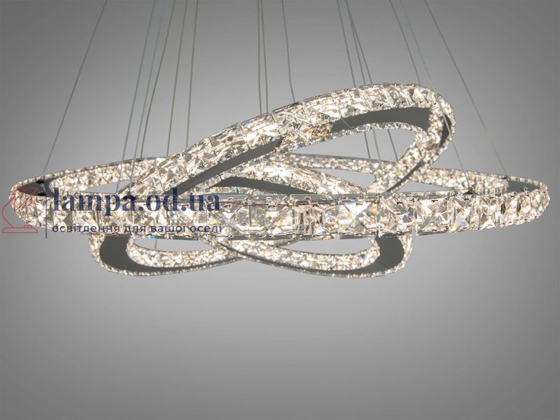 Люстра стельова LED Diasha 7201-9W/750+580+400HR 105W, 75 см, з пультом, IP20, сучасний стиль, дизайнерська кристалічна 7201-9W/750+580+400HR фото