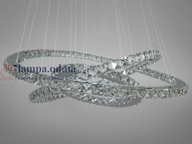 Люстра стельова LED Diasha 7201-9W/750+580+400HR 105W, 75 см, з пультом, IP20, сучасний стиль, дизайнерська кристалічна 7201-9W/750+580+400HR фото