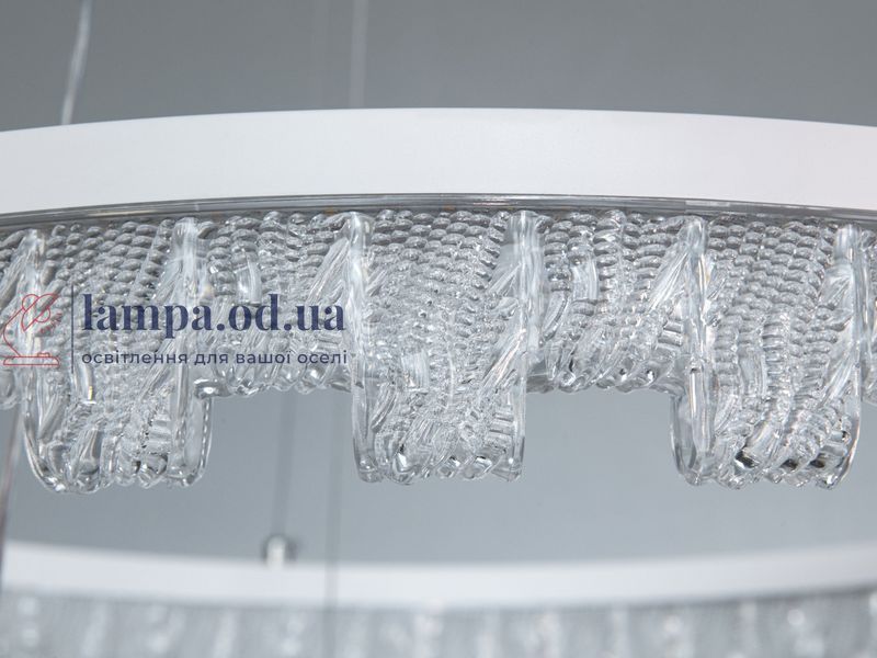 Стильна підвісна LED-люстра для залу Diasha MD78201/600+400WH, біла, 2 кільця, 82 W, акриловий декор MD78201/600+400WH фото