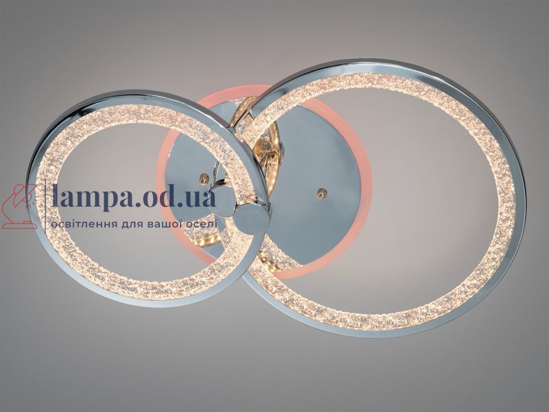 Стильна стельова LED-люстра для спальні Diasha 8180/2HR, хром, 55 W, 33&times;53 см, підсвітка 8180/2HR LED 3color dim фото