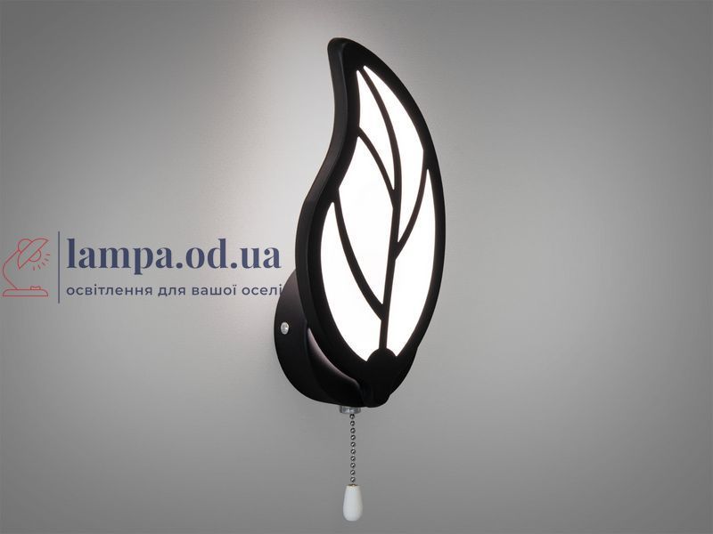 Бра настінне LED Diasha 8028/1BK Листочок, 15W, чорний метал, акрил, сучасний стиль 8028/1BK фото