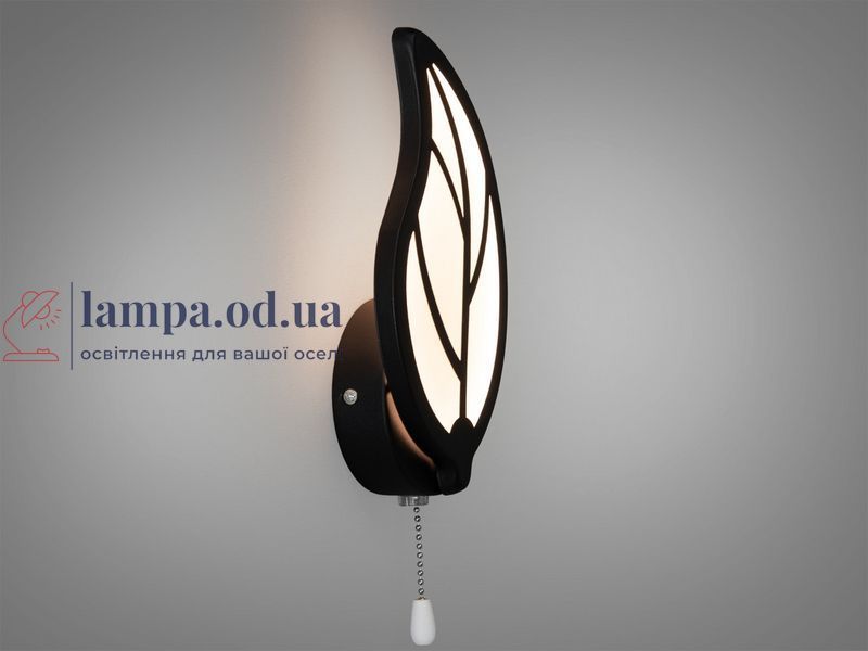 Бра настінне LED Diasha 8028/1BK Листочок, 15W, чорний метал, акрил, сучасний стиль 8028/1BK фото