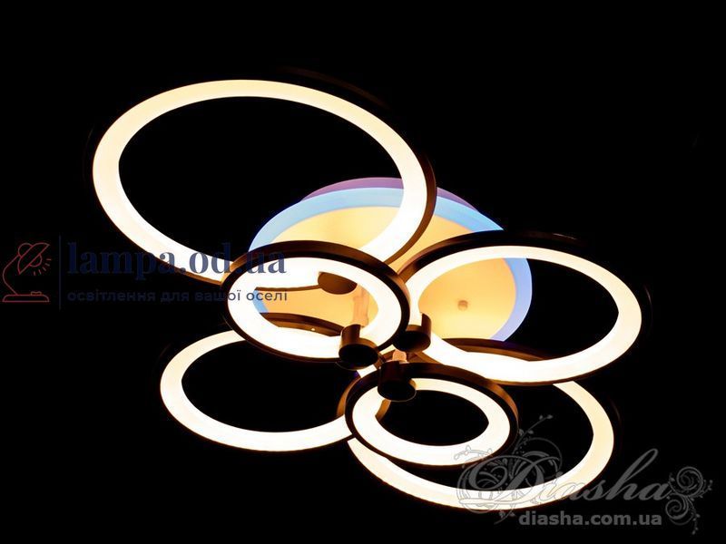 Потолочная люстра LED Diasha 8022/6BK, 135W, 3200K-6000K, черный металл, современный стиль 8022/6BK LED 3color dim фото