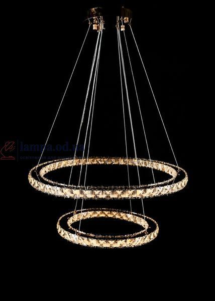 LED люстра два кришталеві кільця Splendid Ray LC637/600+400/2, 60 Вт, золото, 60/40 см, 13-20 м&sup2; 30440634 фото