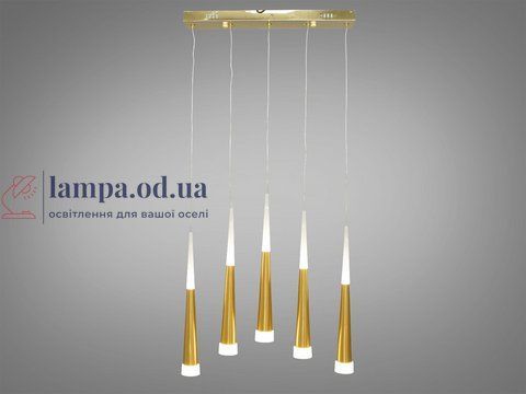 Люстра стельова LED Diasha 3002/5G, 18W, золота, сучасний стиль для високих стель, 5 ламп, 990 лм, IP20 3002/5G фото