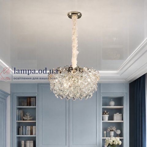 Золота підвісна люстра з кришталевим декором Splendid Ray L8252/490*H300/11, 49 см на 11 ламп з фігурним декором 30438196 фото