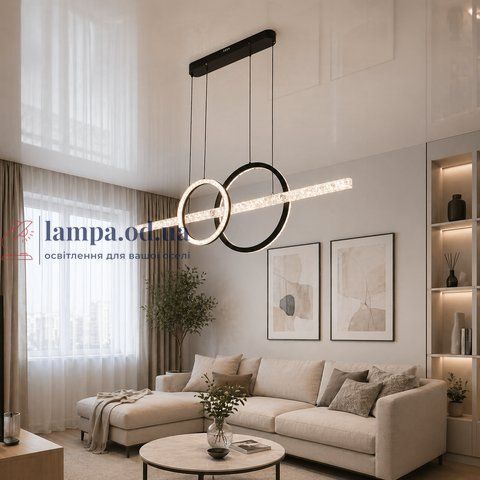 Сучасний підвісний LED світильник Diasha 1106/2+1BK чорний 72W 120 см кільця до 20 м2 1106/2+1BK фото