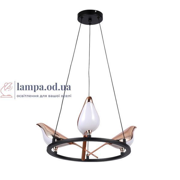 Люстра стельова LED Levistella 784V1004-3 BK+FGD, 16W, чорний з золотом, діаметр 600мм, сучасний стиль для дому LVS6108 фото