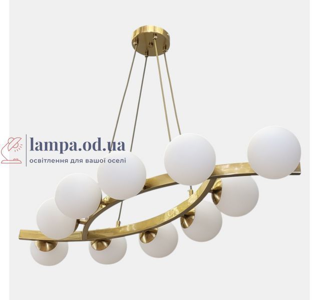 Лінійна підвісна люстра Artlight LQ7090/10 з 10 білими скляними плафонами G9, латунь, від 25-35 м&sup2; LQ7090/10 фото