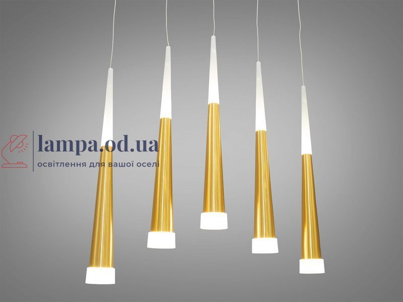 Люстра стельова LED Diasha 3002/5G, 18W, золота, сучасний стиль для високих стель, 5 ламп, 990 лм, IP20 3002/5G фото
