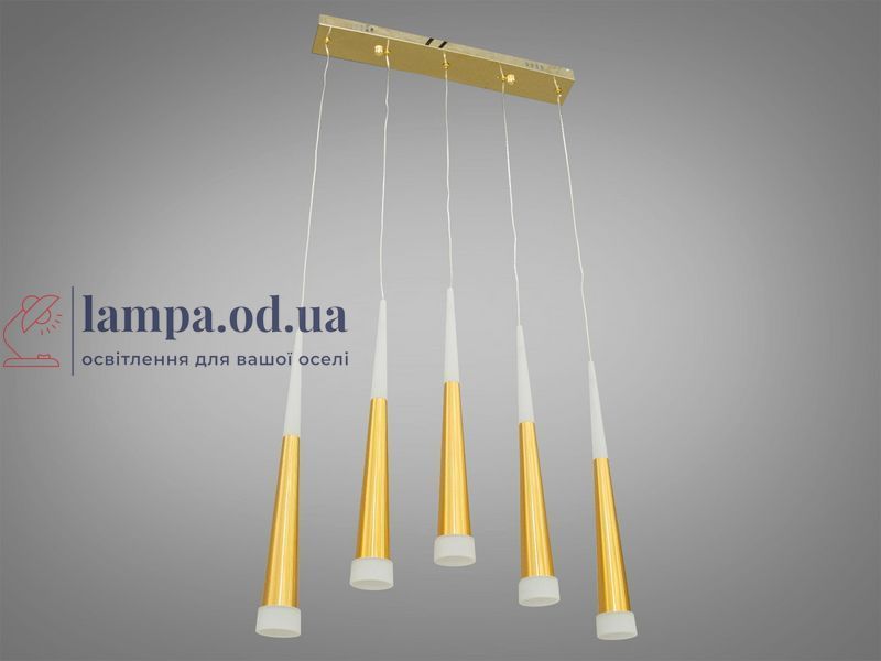 Люстра стельова LED Diasha 3002/5G, 18W, золота, сучасний стиль для високих стель, 5 ламп, 990 лм, IP20 3002/5G фото