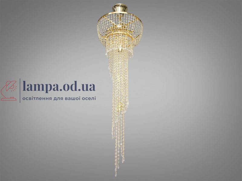 Люстра стельова Diasha FH012/400x1200G-2 "Багата Кришталевий каскад", 7 ламп, E14, лимонне золото, 140 см, сучасний стиль для дому FH012/400x1200G-2 фото