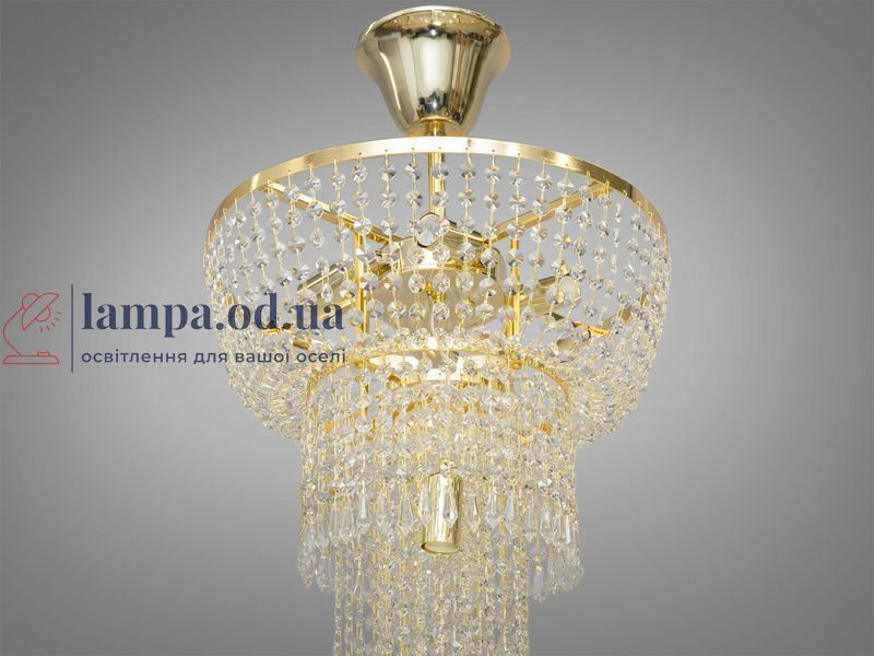 Люстра стельова Diasha FH012/400x1200G-2 "Багата Кришталевий каскад", 7 ламп, E14, лимонне золото, 140 см, сучасний стиль для дому FH012/400x1200G-2 фото