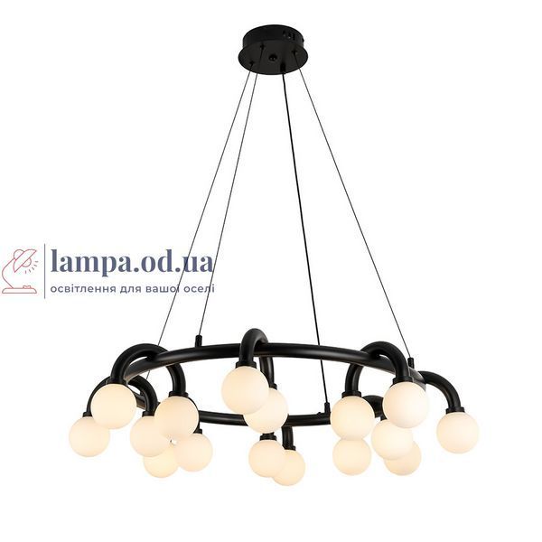 Люстра Levistella 788P10134-16 BK+WH, кільцева люстра з 16 скляними кульками, 16 ламп G9, колір плафонів: білий, 13-20 м2. LVS7337 фото
