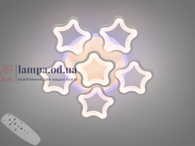 Светодиодная потолочная люстра звезды для спальни Diasha 1660/5+1WH LED 3color белая 55 см 95W с пультом 1660/5+1WH LED 3color d фото