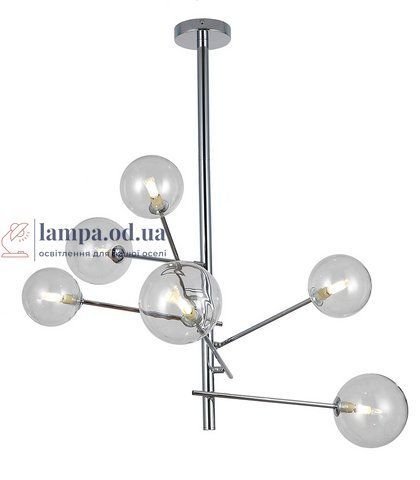 Люстра стельова LED Levistella 761LLP01-6 CR+CL, 6 ламп G9, хром, прозоре скло, сучасний стиль LVS3573 фото