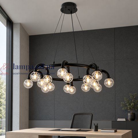 Люстра Levistella 788P10134-16 BK+CL, кільцева люстра з 16 скляними кулями, 16 ламп G9, 13-20 м2. LVS7338 фото