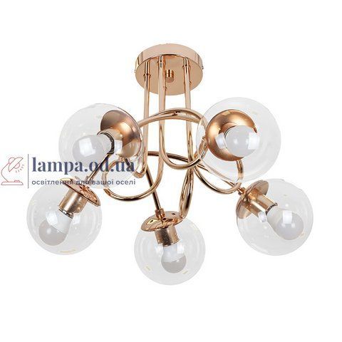 Люстра стельова LED Levistella 7529910-5 GOLD+CL, 5 плафонів, E27, золотий метал, прозоре скло, сучасний стиль для дому LVS4747 фото