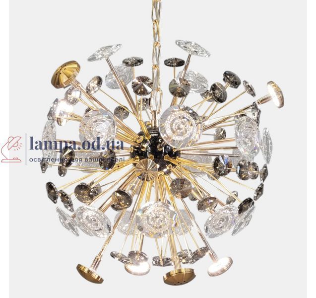 Дизайнерська підвісна люстра Artlight 24402-400GD+BK золотисто-чорна на 8 ламп G4 з прозорим та графітовим склом 24402-400GD+BK фото