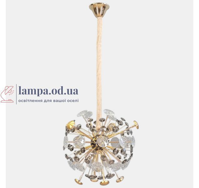 Дизайнерська підвісна люстра Artlight 24402-400GD+BK золотисто-чорна на 8 ламп G4 з прозорим та графітовим склом 24402-400GD+BK фото