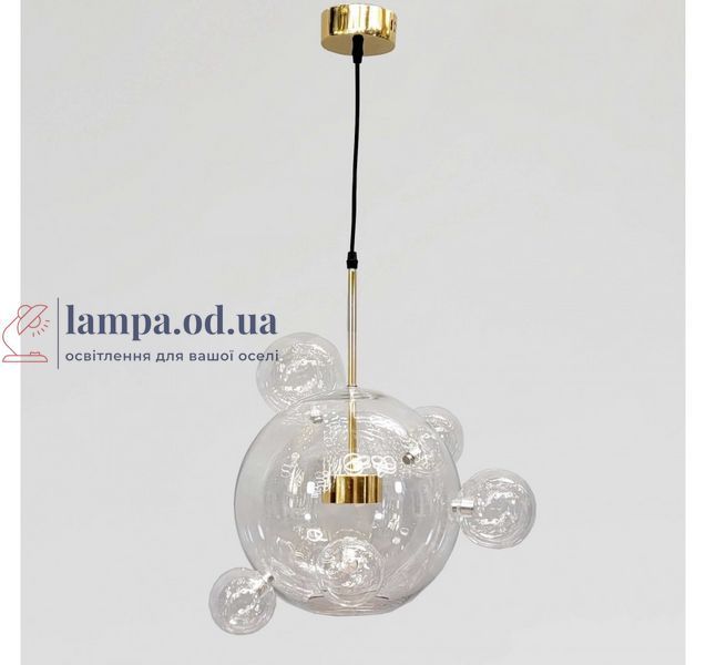 Світлодіодна підвісна люстра Artlight 81617/300-5GD з центральною скляною кулею та п'ятьма декоративними кулями, 15W 81617/300-5GD фото