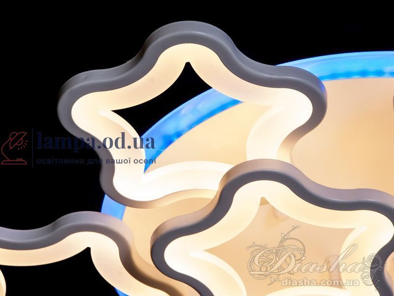 Современная LED люстра в спальню с пультом Diasha 1660/6+3WH белая диммер 135W 55 см 3 режима света 1660/6+3WH LED 3color d фото