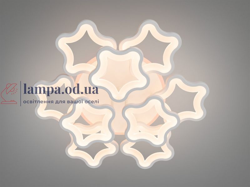Современная LED люстра в спальню с пультом Diasha 1660/6+3WH белая диммер 135W 55 см 3 режима света 1660/6+3WH LED 3color d фото