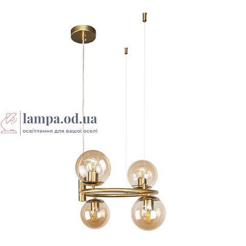 Потолочная люстра Levistella 7521011-4 BRZ+BR, 4 плафона E27, бронзовый металл, коричневое стекло LVS5135 фото