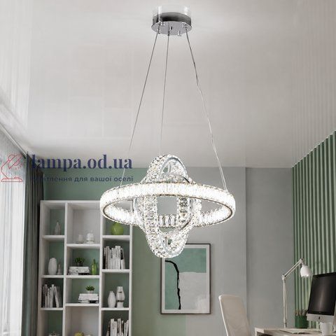 Хромированная LED-люстра Splendid Ray LD8886/500/3B LED (WT), 50 см с тремя хрустальными кольцами 30437966 фото