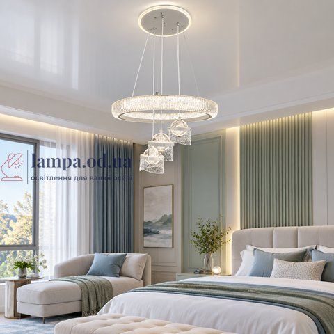 Підвісна LED люстра з 3 кільцями та квадратними підвісами Linisoln 3155-3 WH, 80 Вт, білий, 50 см, 12-18 м&sup2; 3155-3 WH фото