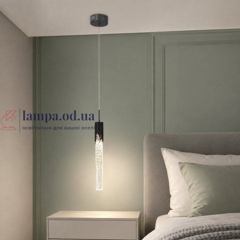 Черный прикроватный LED светильник-подвес Artlight 2353/1BK с прозрачным пузырьковым стеклом 3,5W 2353/1BK фото