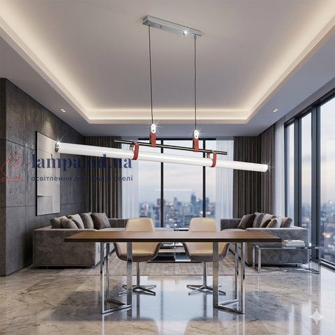 Подвесной линейный LED светильник для кухни и стола Levistella 7841037 черный с коричневым 36Вт 1205 мм LVS6513 фото