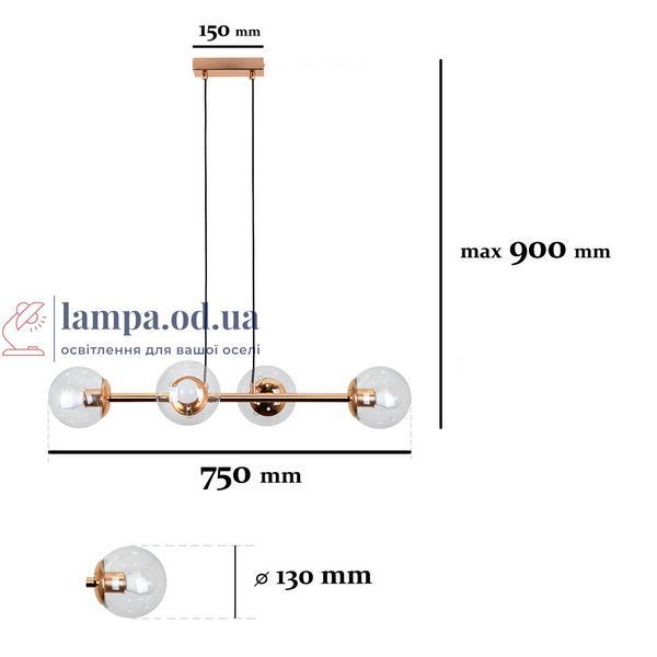 Потолочная люстра Levistella 7529909-4 GOLD+CL, E27, золото, прозрачное стекло, современный дизайн LVS4790 фото