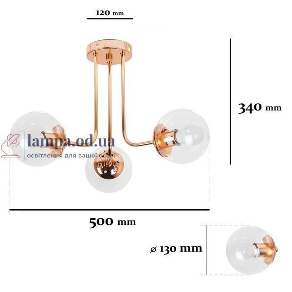 Потолочная люстра LED Levistella 7529908-3 GOLD+CL, 3 плафона, золотой, прозрачный LVS4780 фото