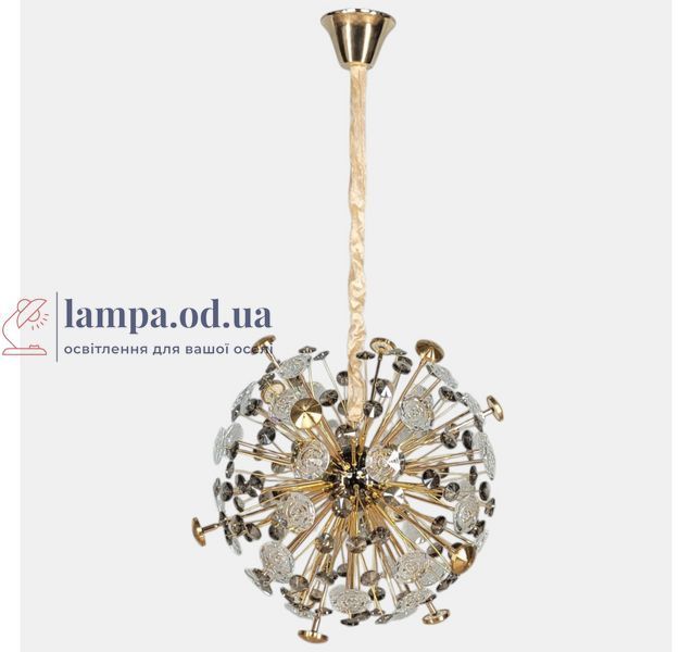 Современная сферическая подвесная люстра Artlight 24402-500GD+BK на 12 ламп G4 золотая с черными и стеклянными элементами 24402-500GD+BK фото