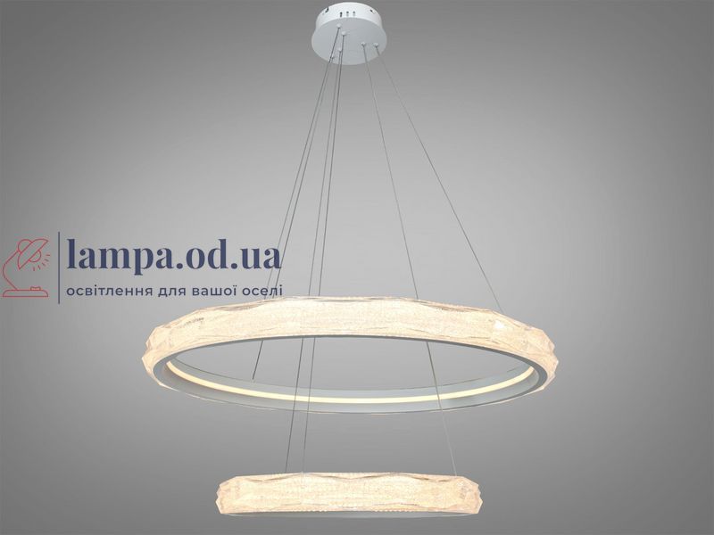 Подвесная LED-люстра в спальню Diasha 583-800+500WH белая, 2 кольца, 200Вт, 80 см, до 30 м&sup2; 583-800+500WH фото
