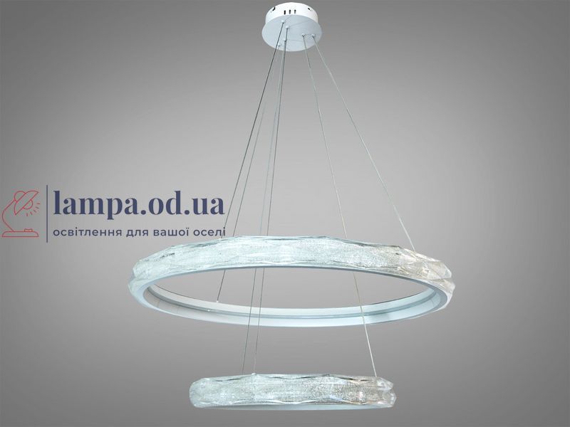 Подвесная LED-люстра в спальню Diasha 583-800+500WH белая, 2 кольца, 200Вт, 80 см, до 30 м&sup2; 583-800+500WH фото